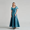 Off The Shoulder Pleated Capelet Gown