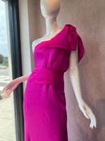 Gathered Waist One Shoulder Bow Gown _ Custom Colors Available