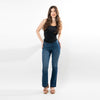 This trendy bootcut is made to enhance your curves and enlongate your legs giving you the look of a more stylized figure no matter what size. With just the right amount of flare to achieve a chic look whether you wear it with heels or flats. Made in two gorgeus washes, with an undone hem that creates a beautiful ombre effect, this Convi is a must have!