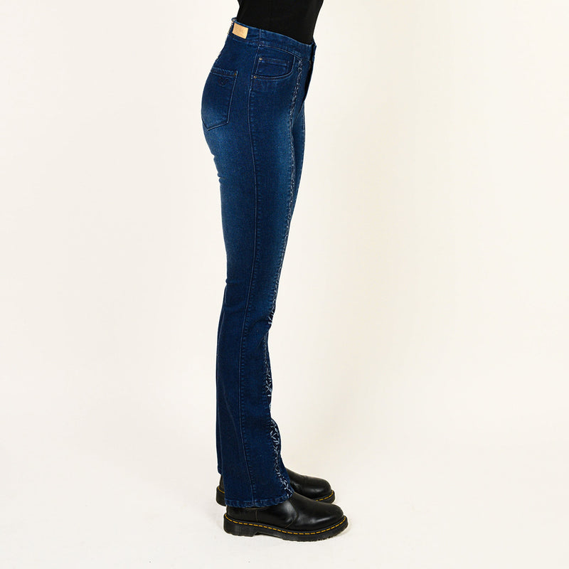 Laced Up Leg Print Insert Skinny - Ceniajeans